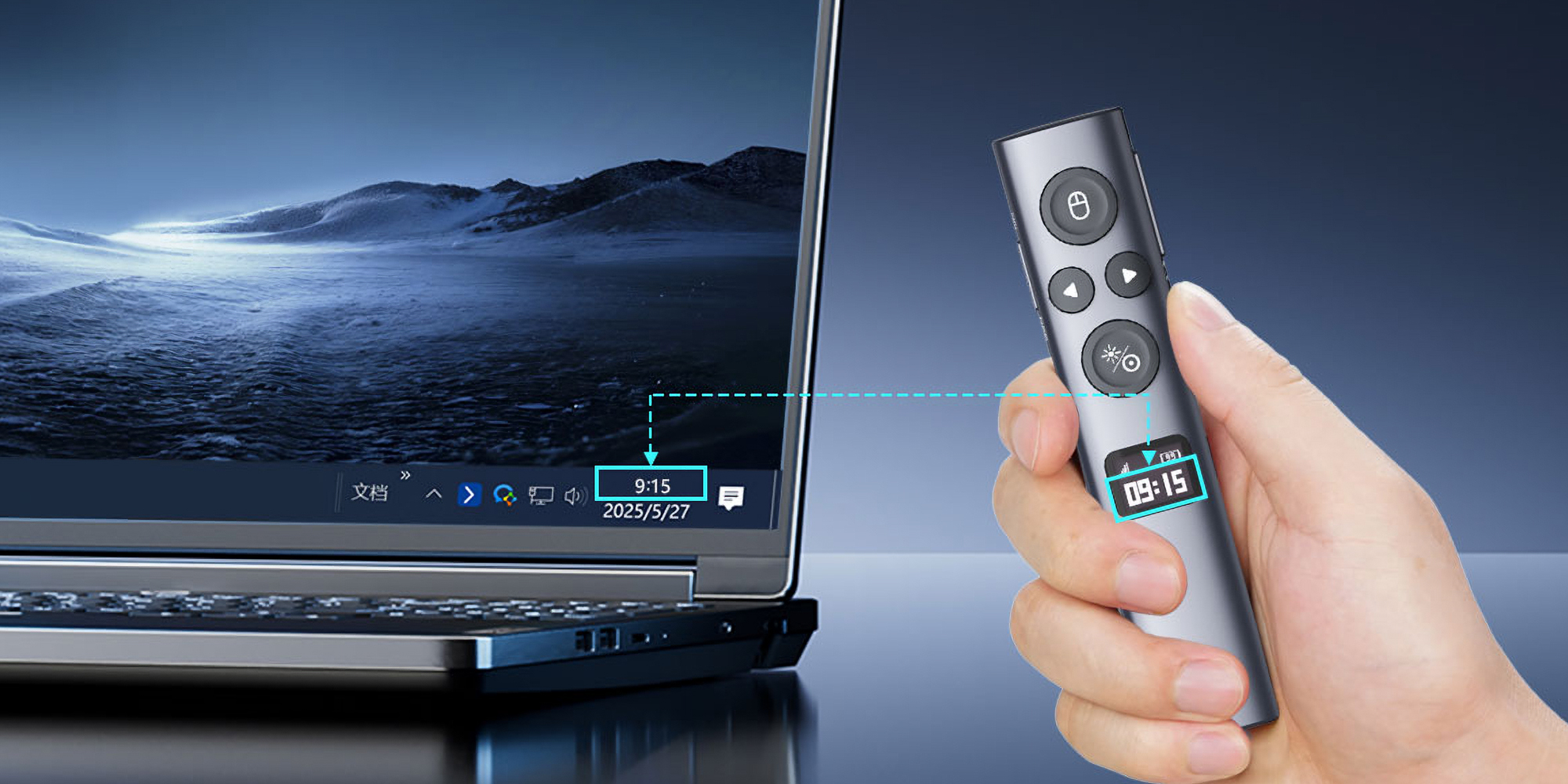 width=100% Pilot z wskaźnikiem laserowym do prezentacji multimedialnych Norwii N95s BLE